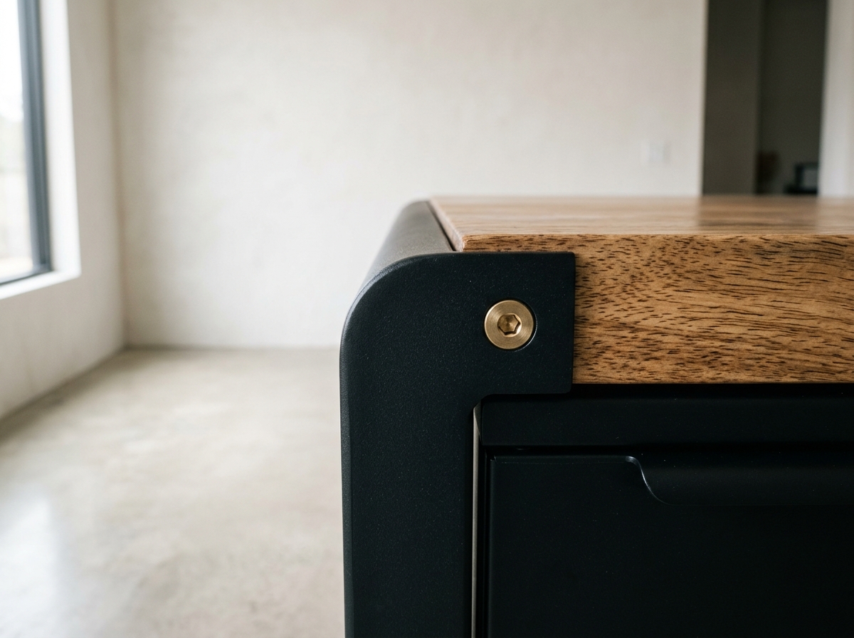 Rubberwood top and steel frame